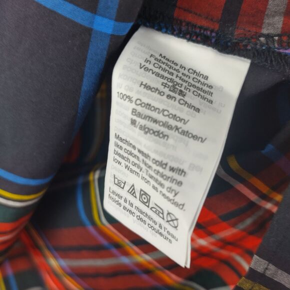 J Crew Funnelneck Shirt in Stewart Tartan Plaid Jeweled Rhinestone Button - Picture 9 of 9